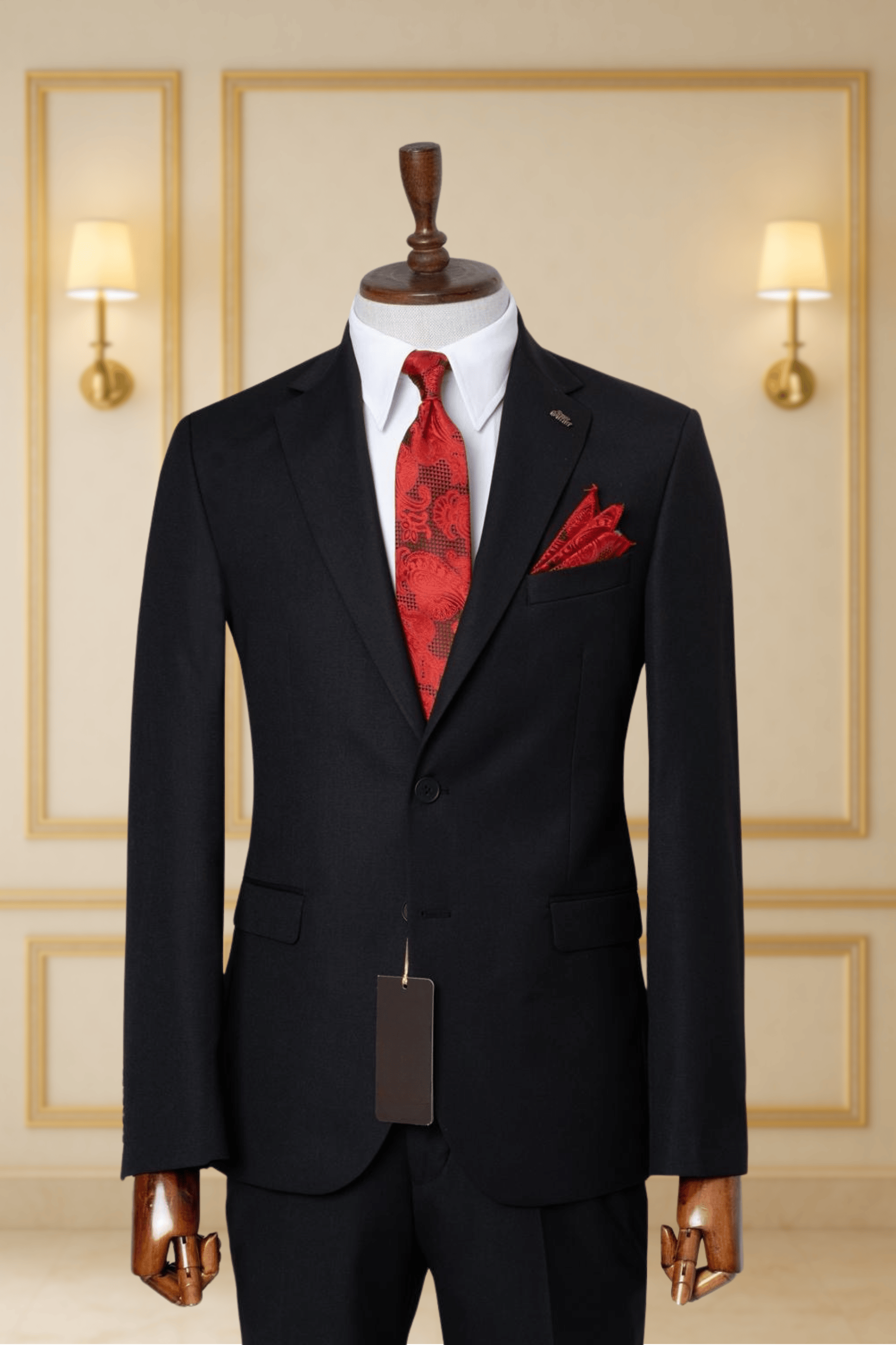 Costume 2 Pieces noir uni deux boutons COSTUMES 2 PIECES MOUBARAK SHOP