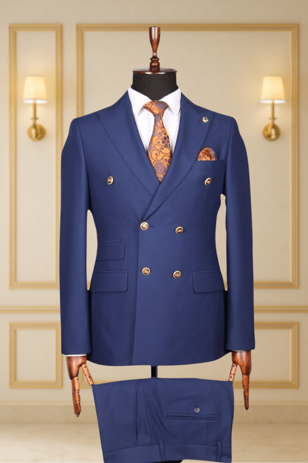 Costume Croisé Boutons Bleu Marine Uni – MOUBARAK SHOP