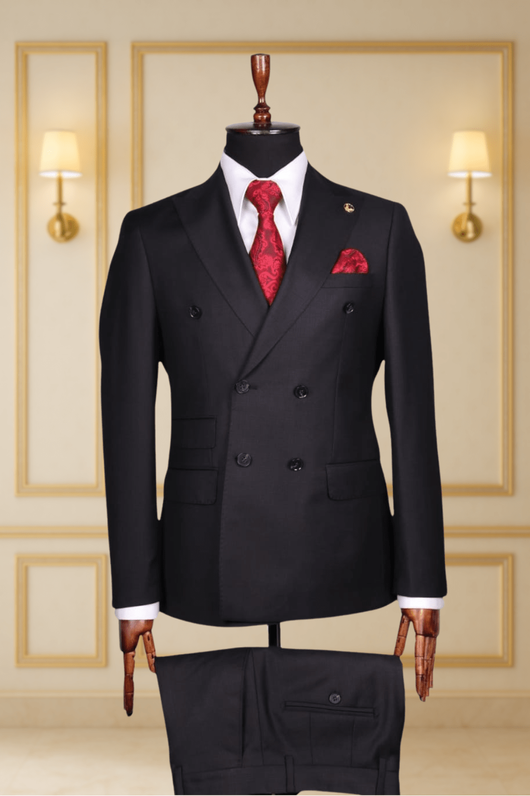 Costume Croisé 6 Boutons Noir Uni 2 COSTUMES CROISÉS MOUBARAK SHOP