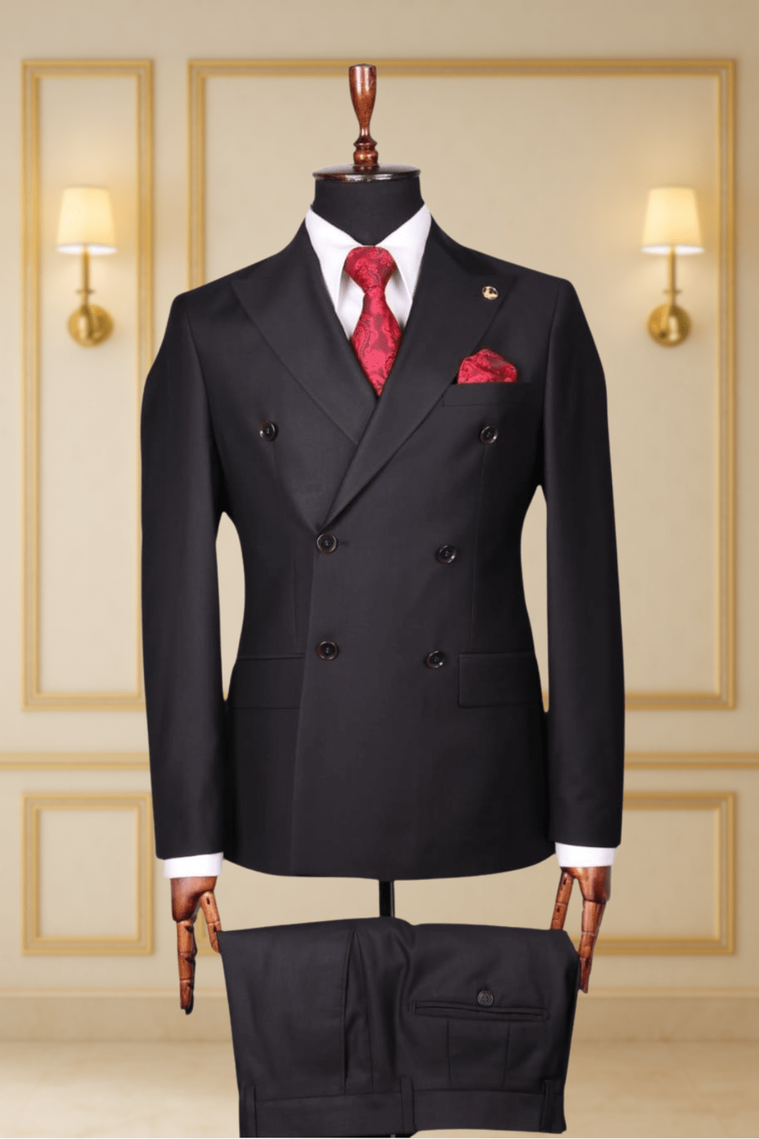 Costume Croisé 6 Boutons Noir Uni 3 COSTUMES CROISÉS MOUBARAK SHOP