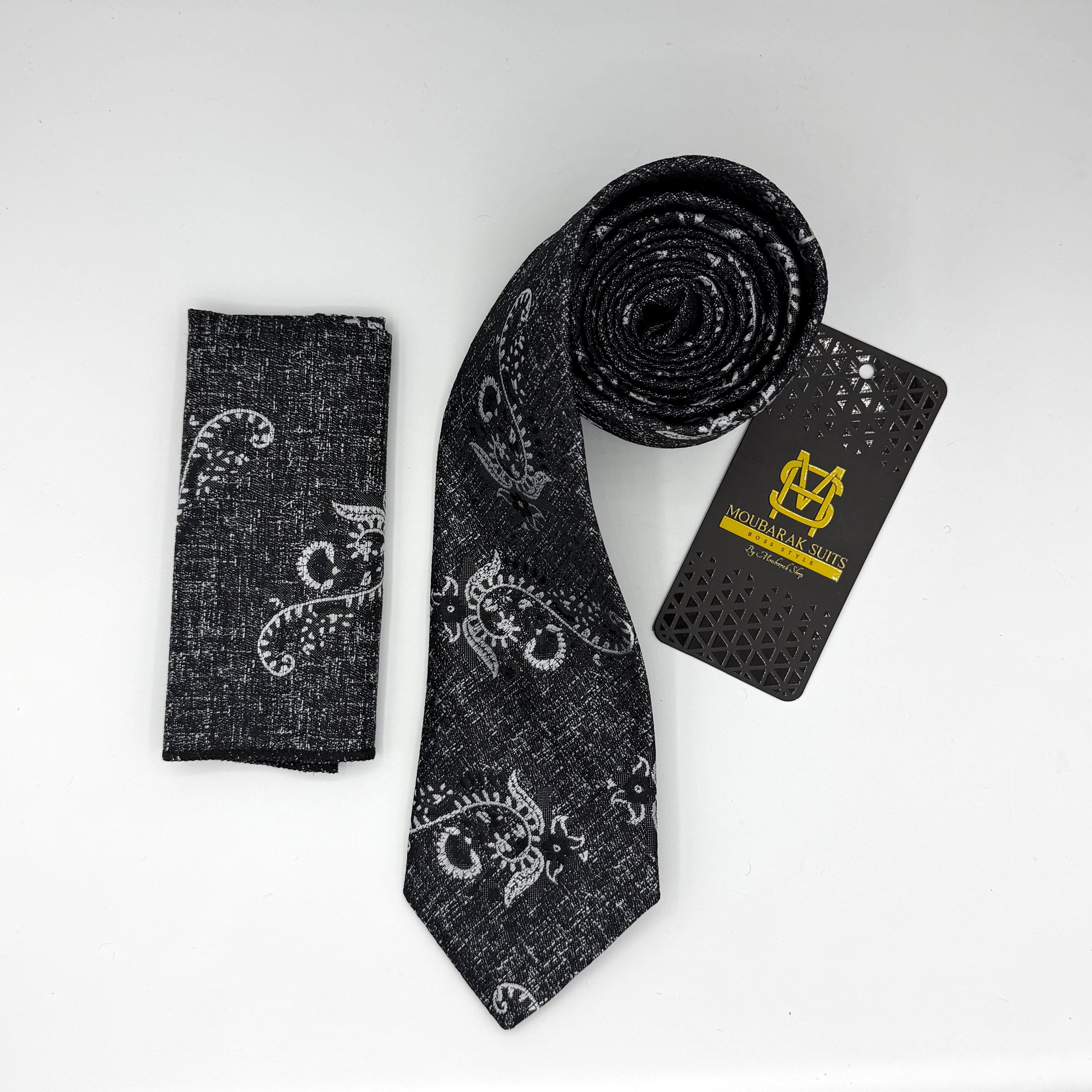 Cravate Pochette CVP144 - Gris Motif CRAVATE POCHETTE MOUBARAK SHOP