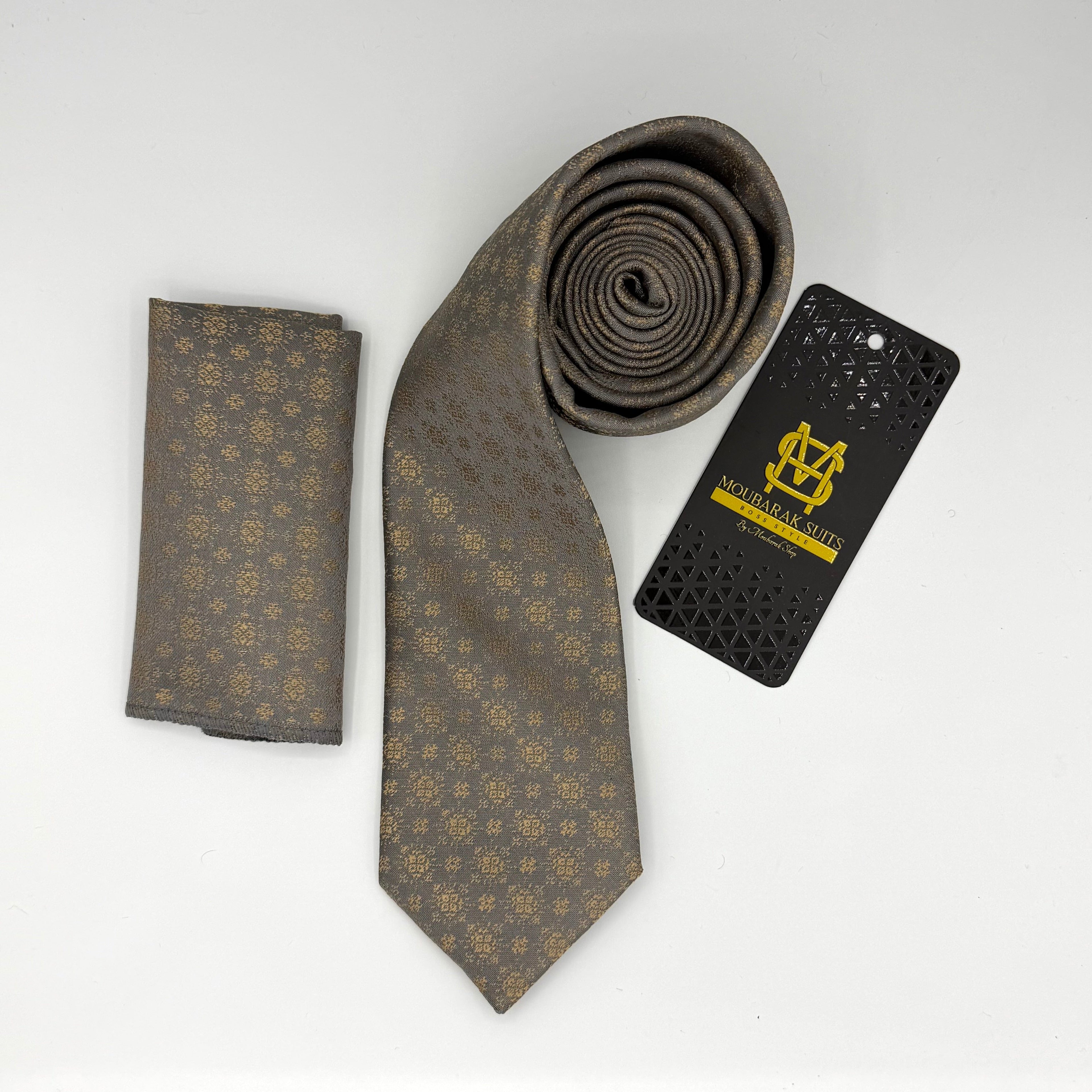 Cravate Pochette CVP147 - Taupe Motif CRAVATE POCHETTE MOUBARAK SHOP