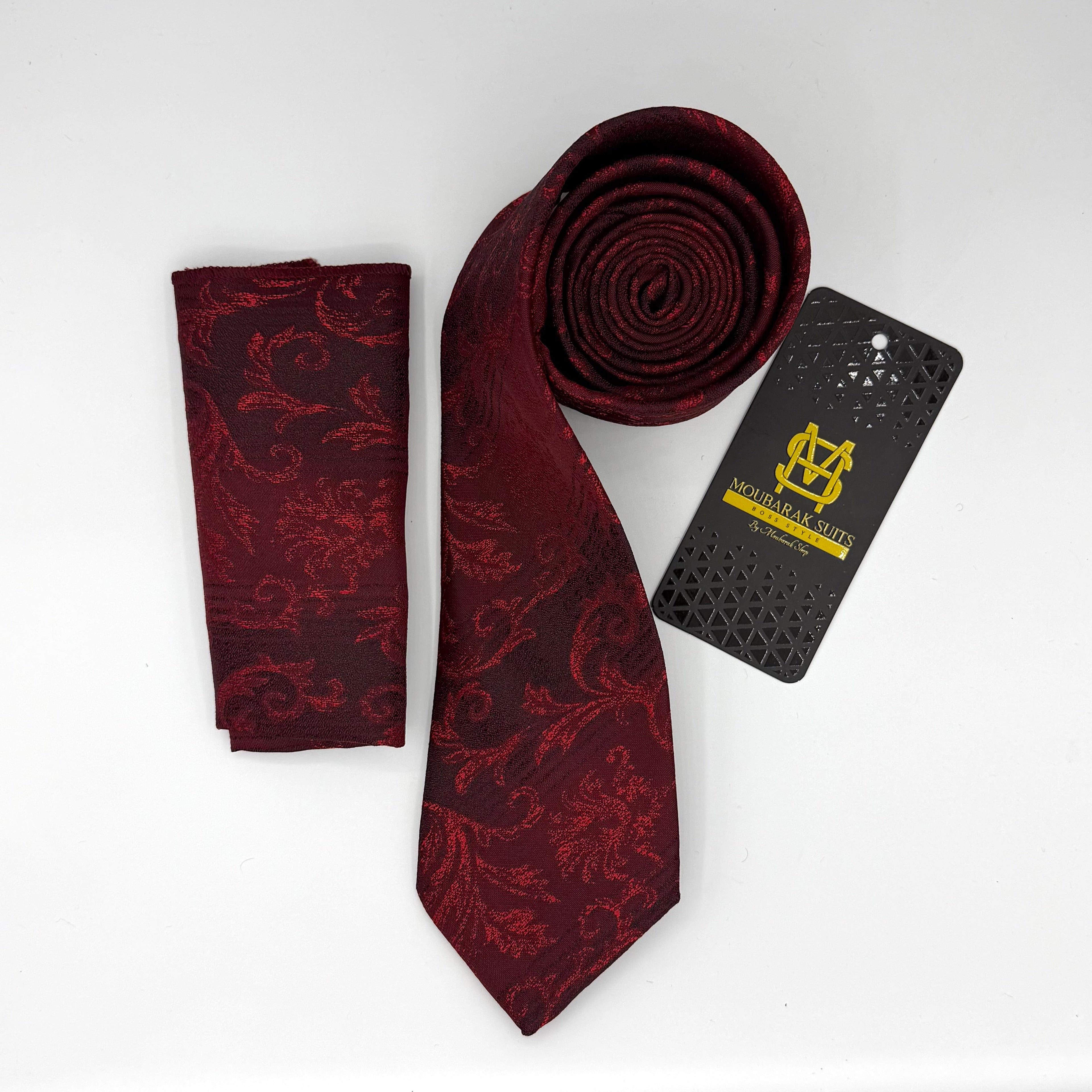 Cravate Pochette CVP149 - Rouge Motif CRAVATE POCHETTE MOUBARAK SHOP