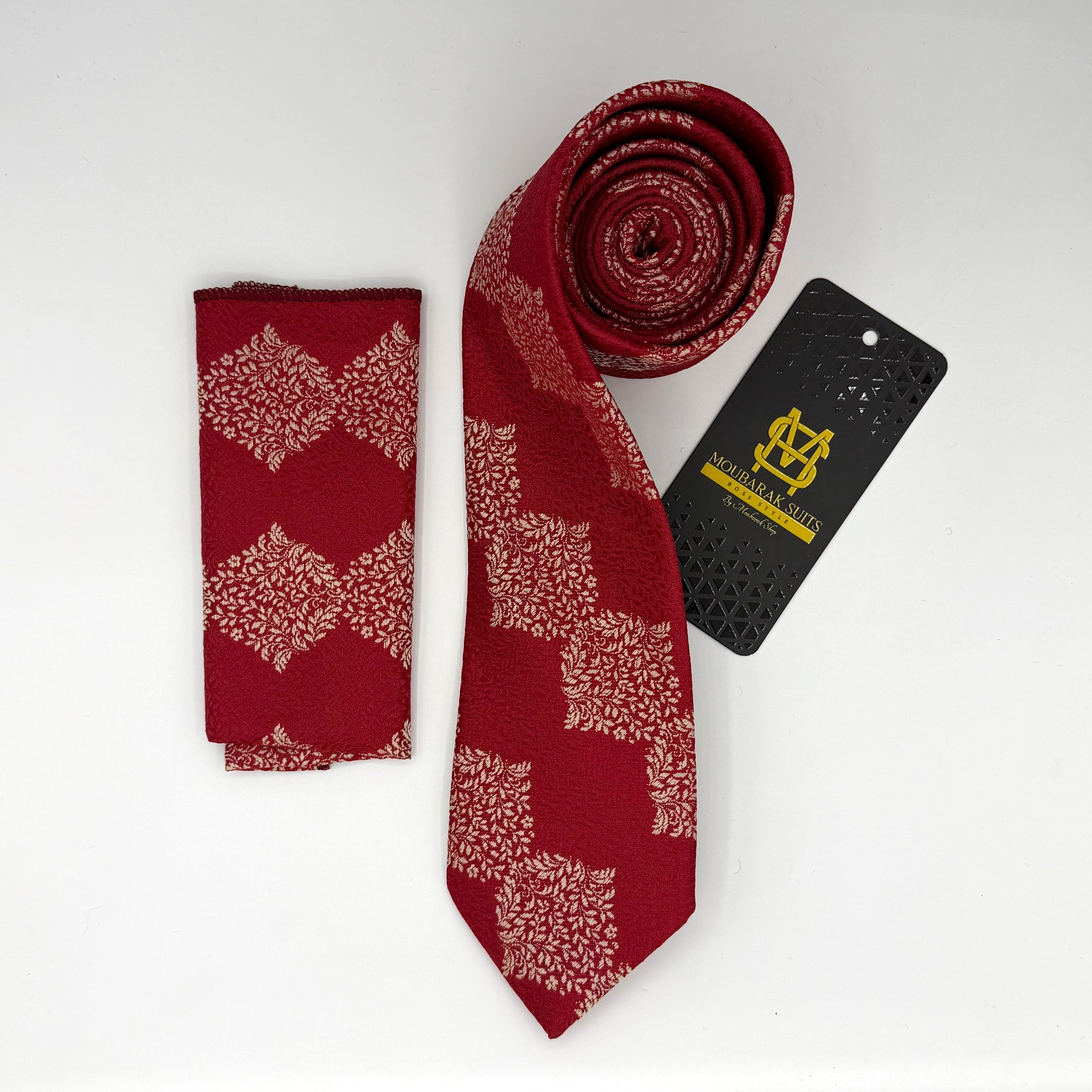 Cravate Pochette CVP151 - Rouge Motif CRAVATE POCHETTE MOUBARAK SHOP