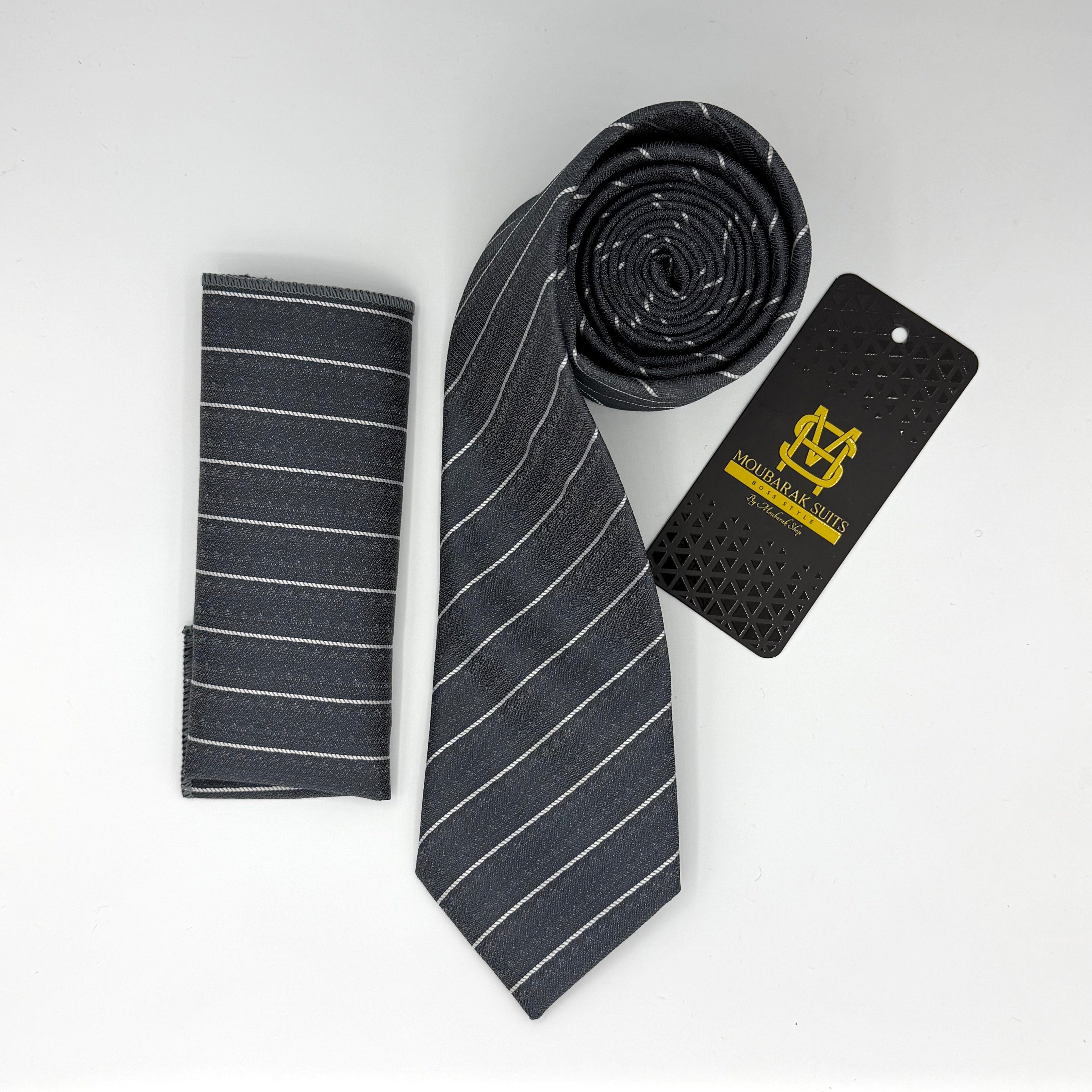 Cravate Pochette CVP154 - Gris Motif CRAVATE POCHETTE MOUBARAK SHOP