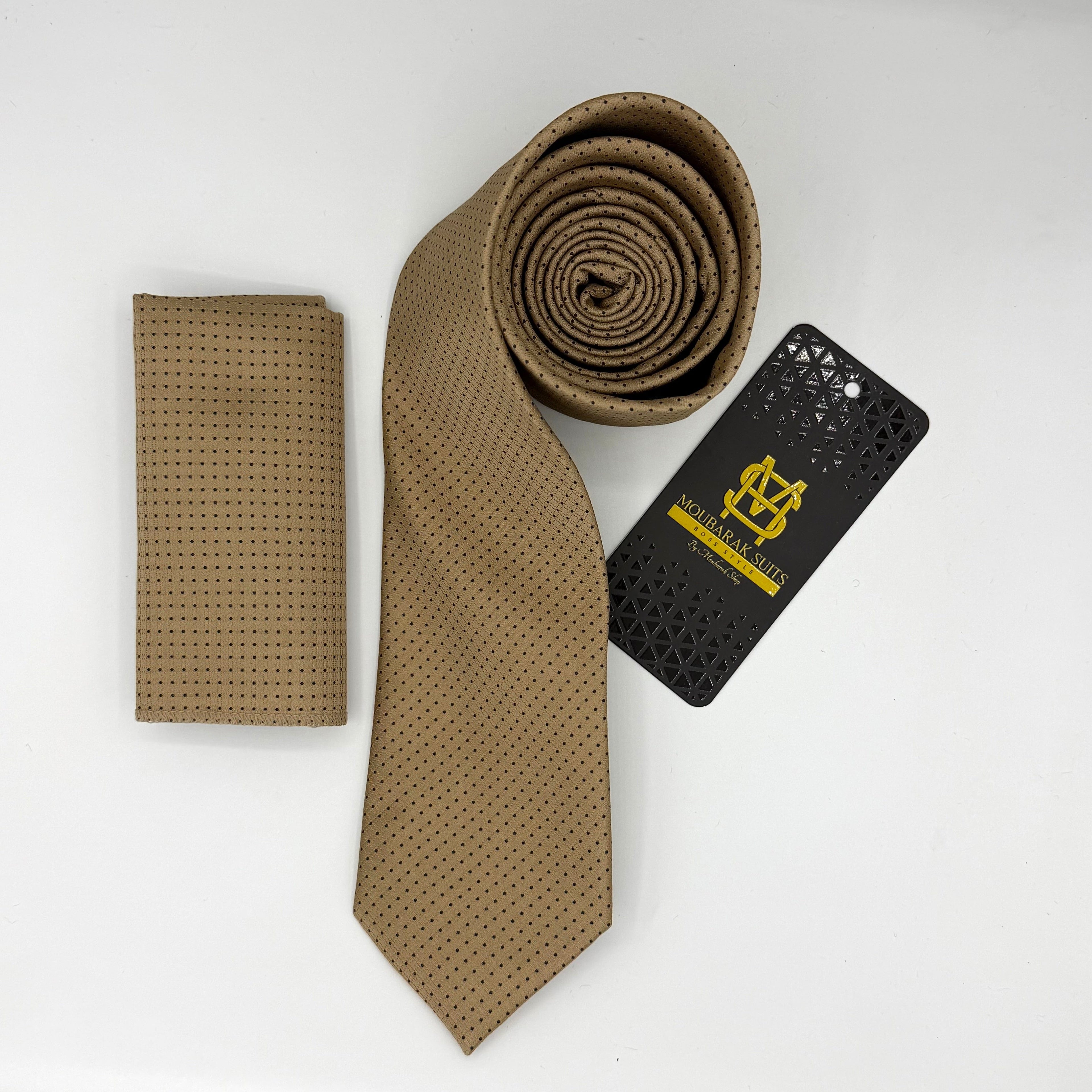 Cravate Pochette CVP160 - Beige Motif CRAVATE POCHETTE MOUBARAK SHOP