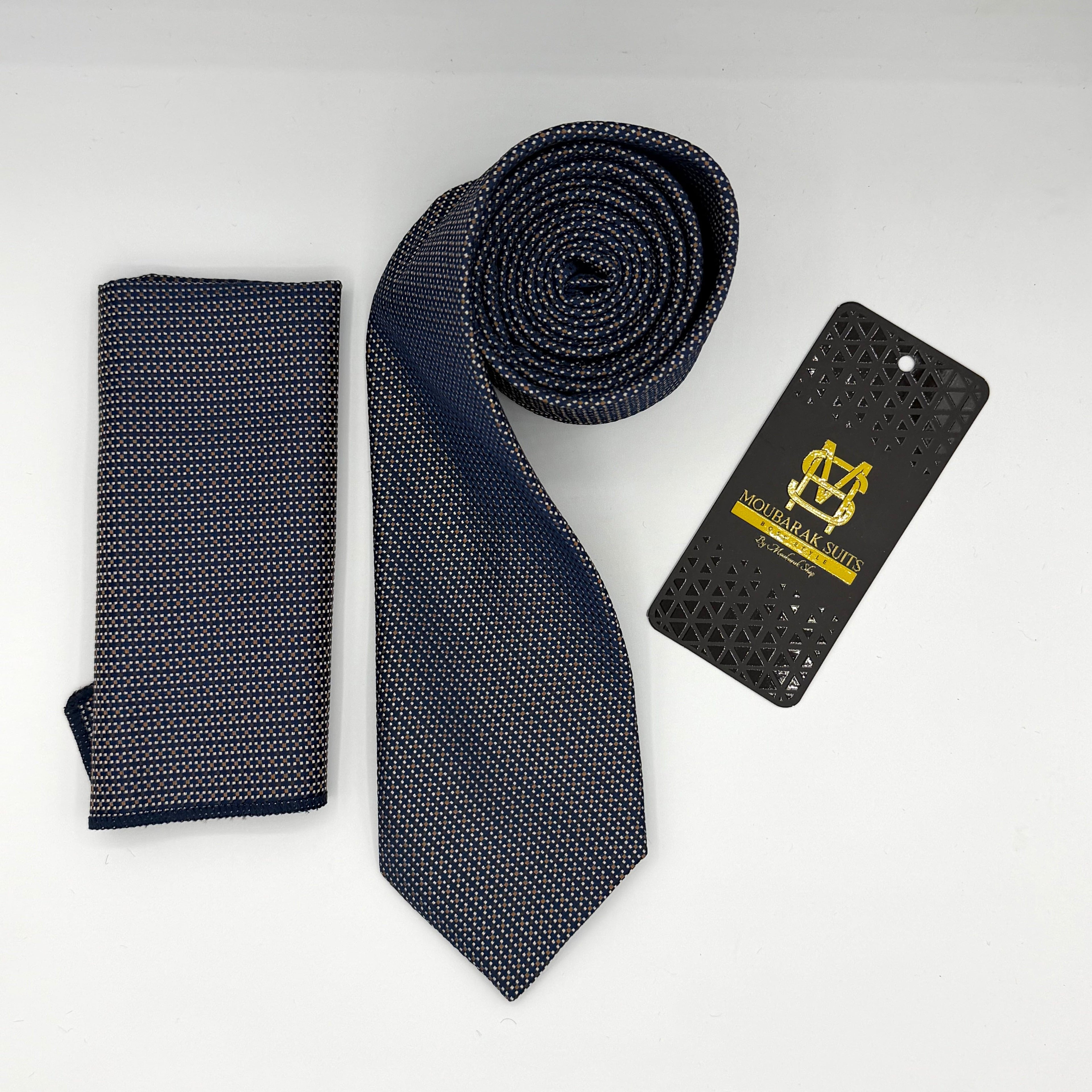 Cravate Pochette CVP163 - Bleu Motif CRAVATE POCHETTE MOUBARAK SHOP