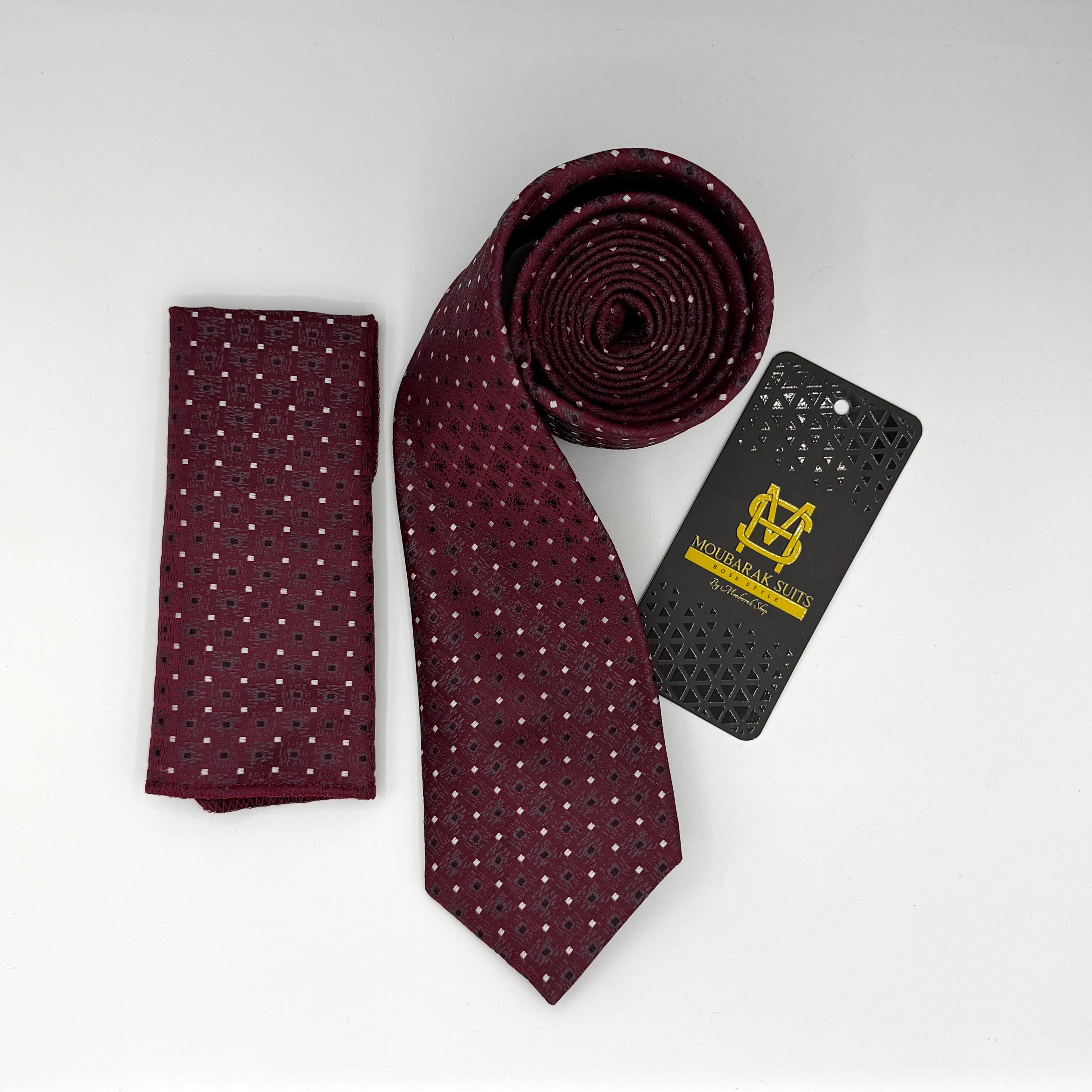 Cravate Pochette CVP168 - Rouge Motif CRAVATE POCHETTE MOUBARAK SHOP