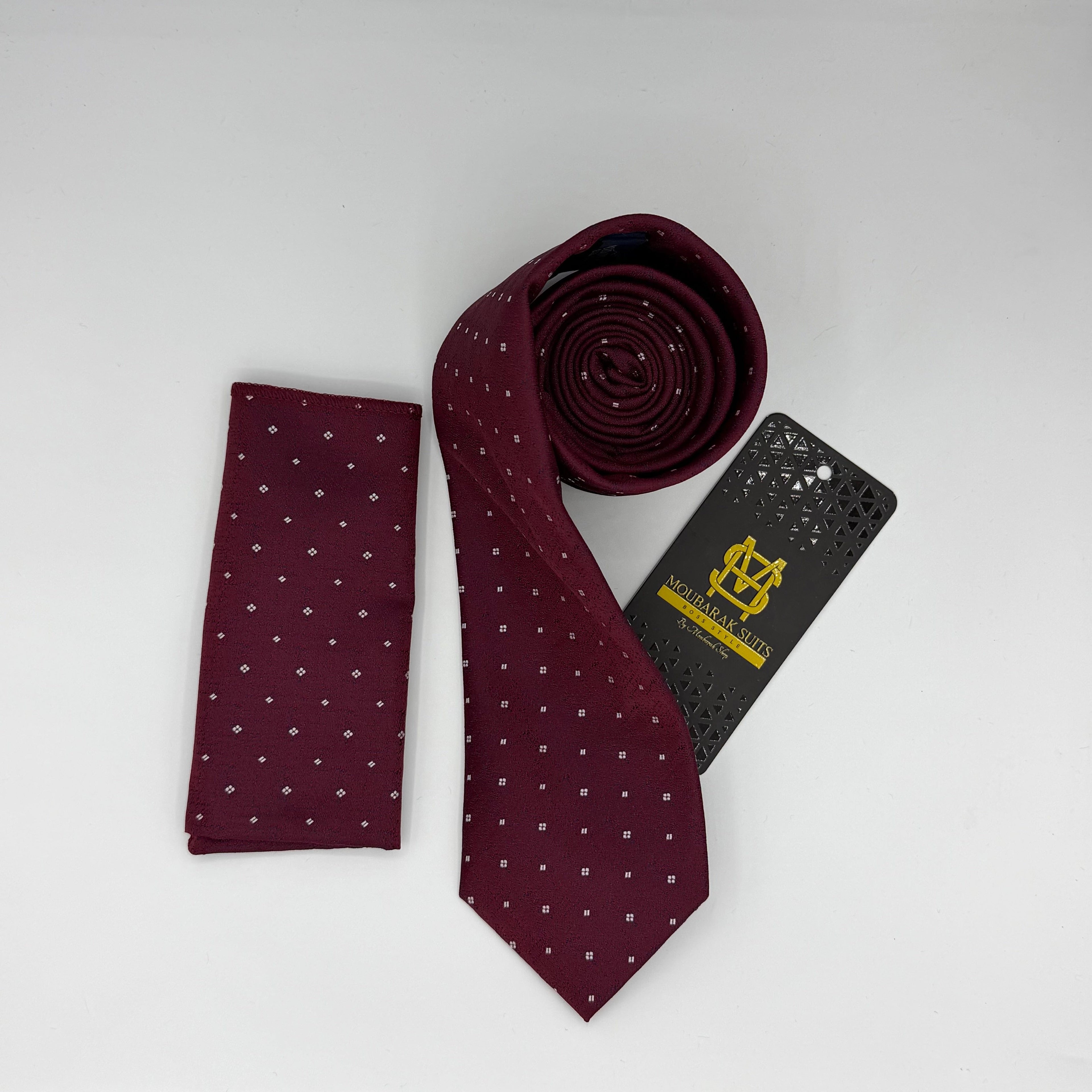 Cravate Pochette CVP190 - Rouge Motif CRAVATE POCHETTE MOUBARAK SHOP