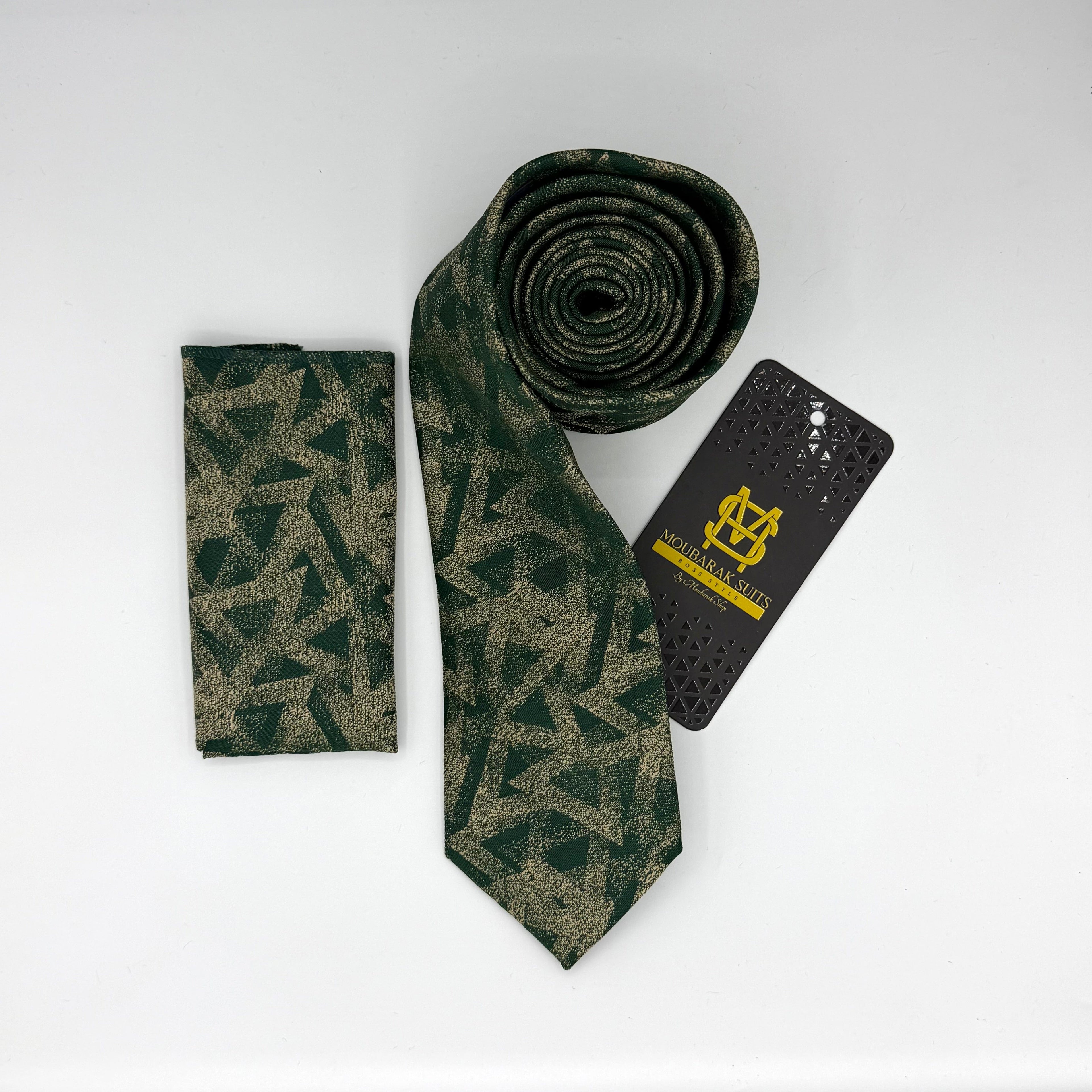 Cravate Pochette CVP192 - Vert Motif CRAVATE POCHETTE MOUBARAK SHOP