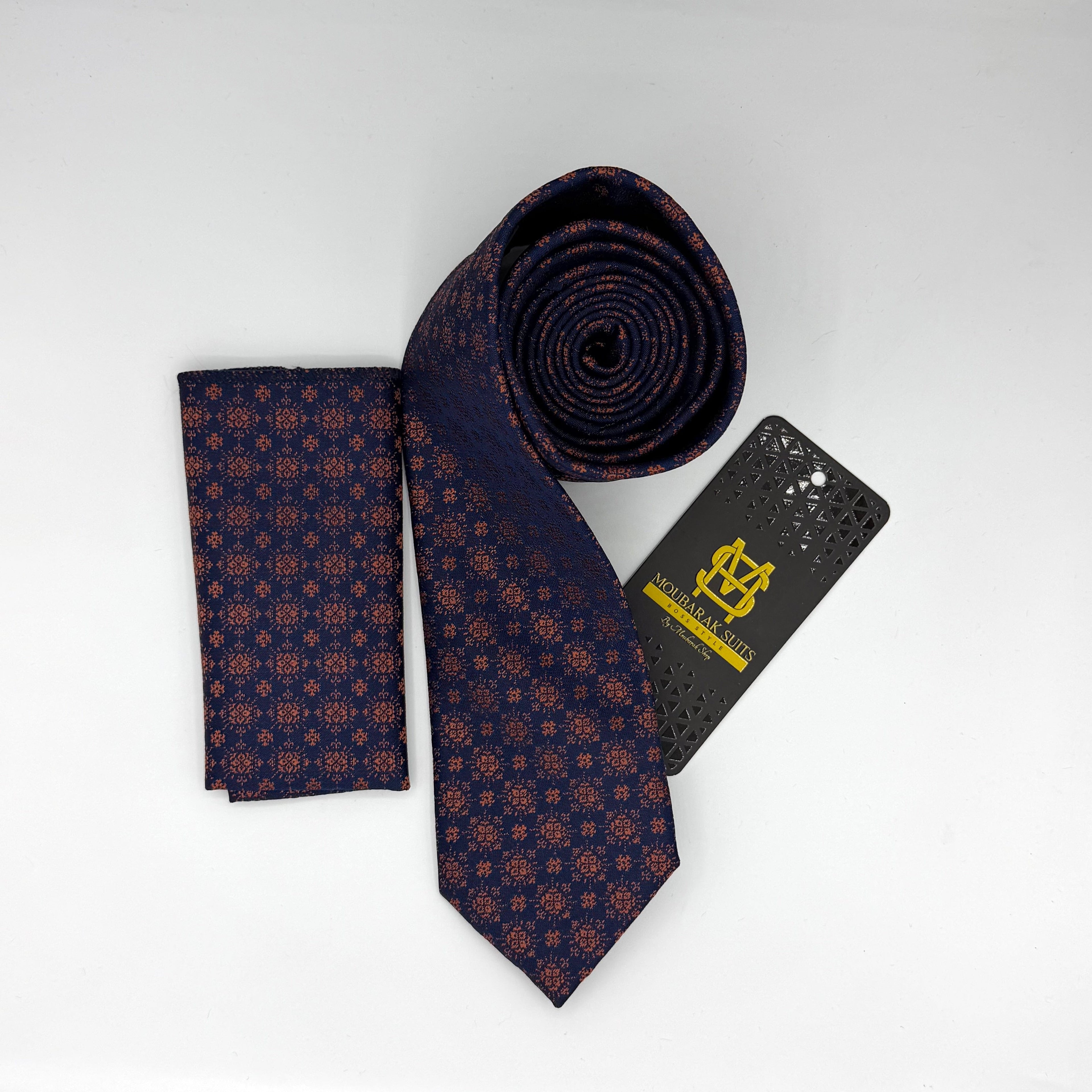 Cravate Pochette CVP197 - Bleu Motif CRAVATE POCHETTE MOUBARAK SHOP