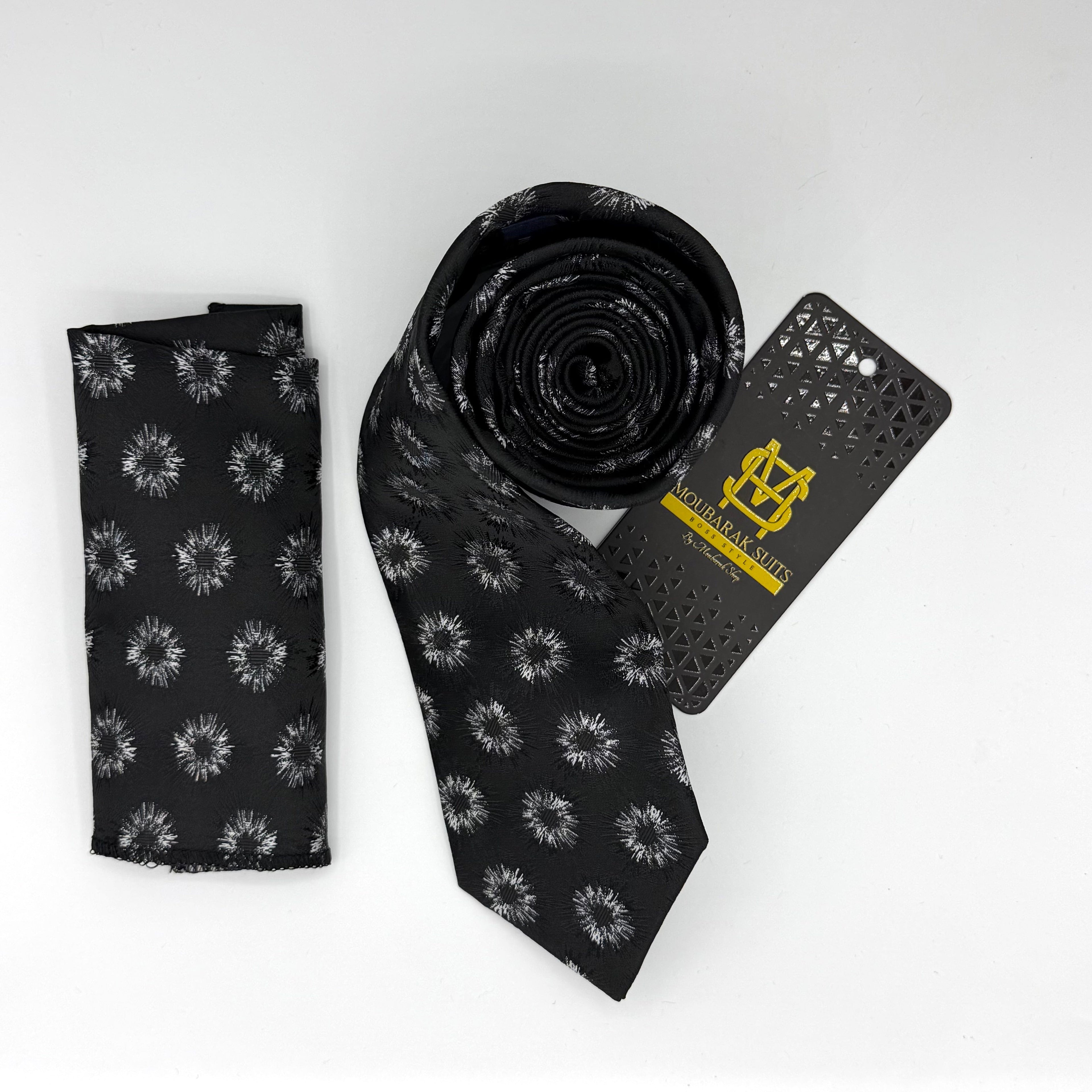 Cravate Pochette CVP201 - Noir Motif CRAVATE POCHETTE MOUBARAK SHOP