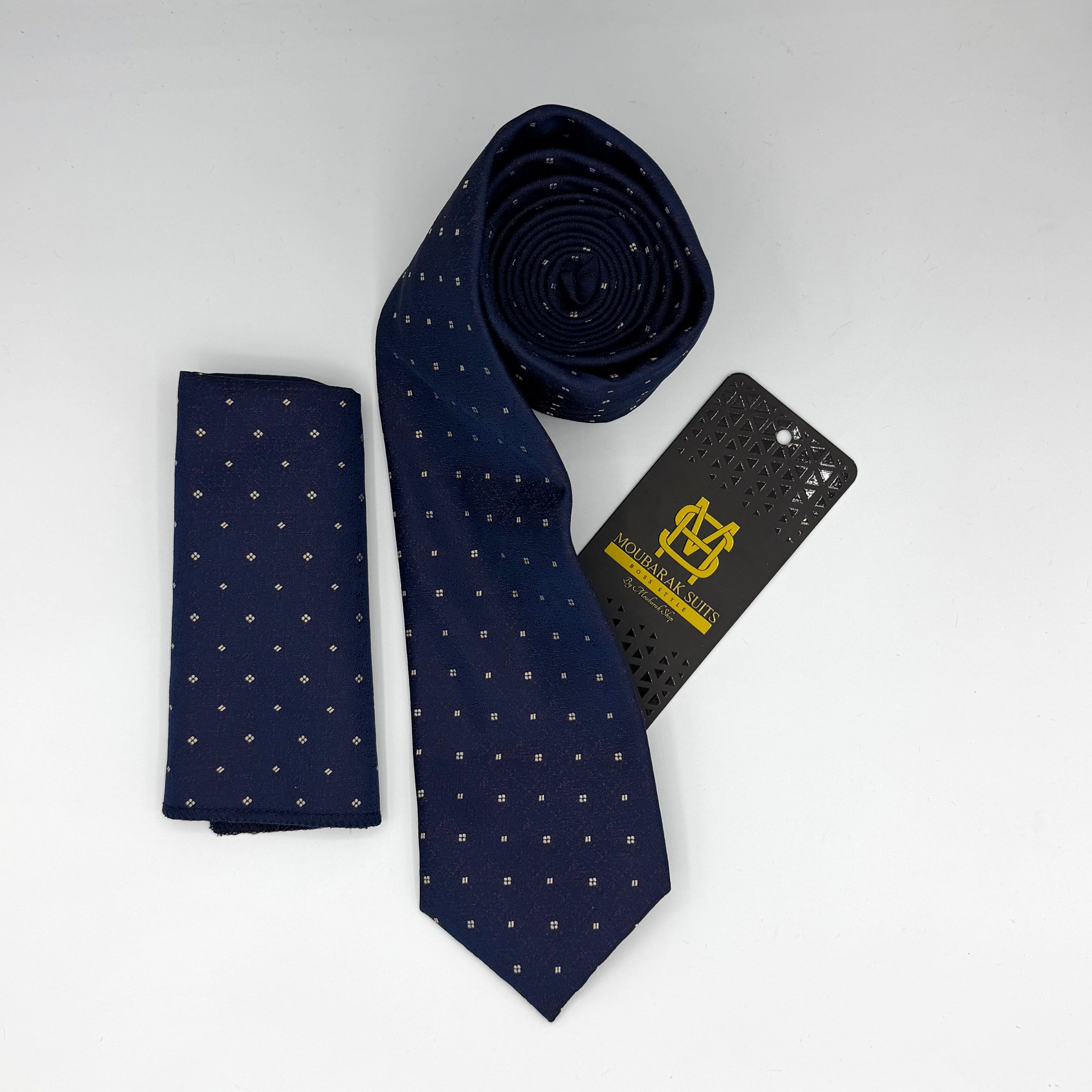 Cravate Pochette CVP203 - Bleu Motif CRAVATE POCHETTE MOUBARAK SHOP