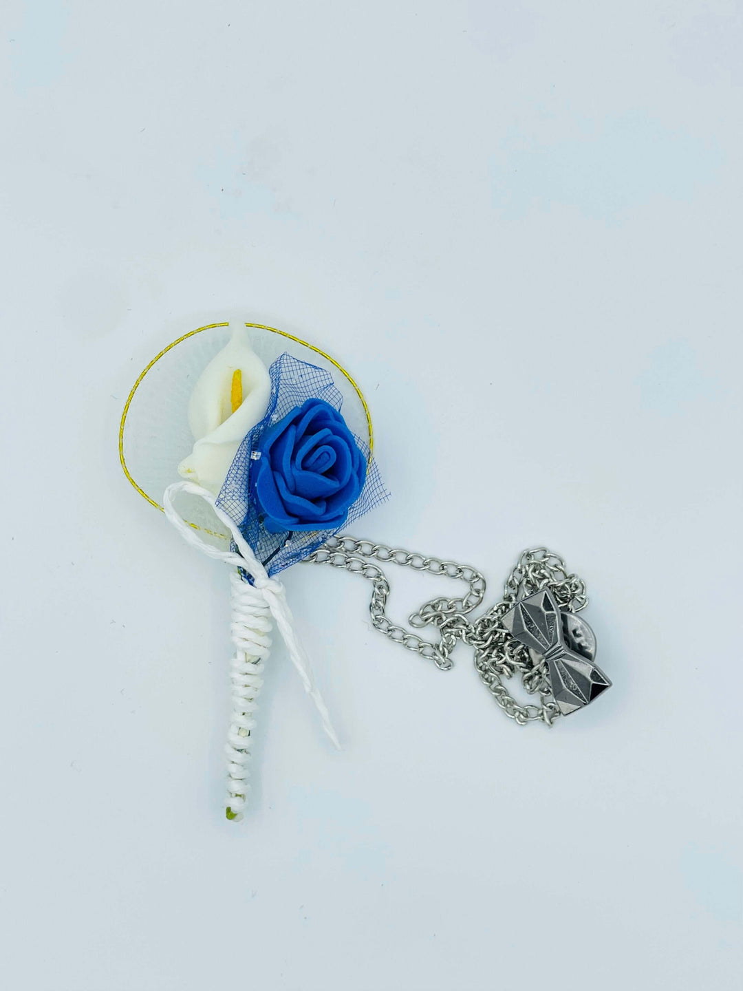 Broche Fleur et Chaine - Bleu BRC008