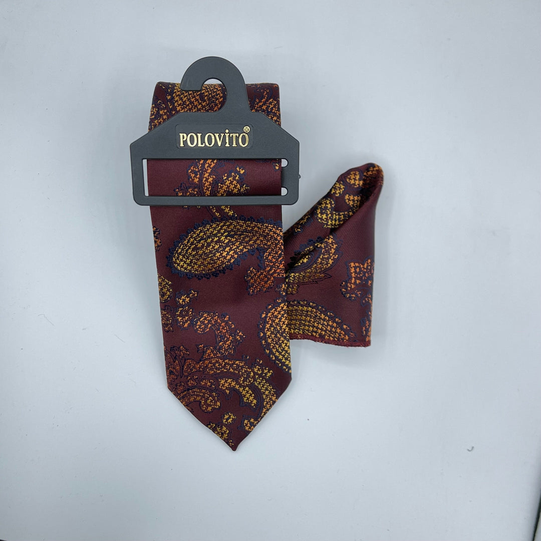 Cravate Pochette CVP021 - Rouge Motif