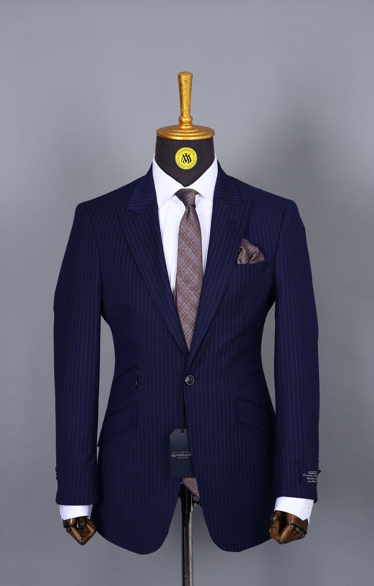 Costume 2 Pièces bleu rayé 1 bouton pour homme COSTUMES 2 PIECES V.I.P MOUBARAK SHOP