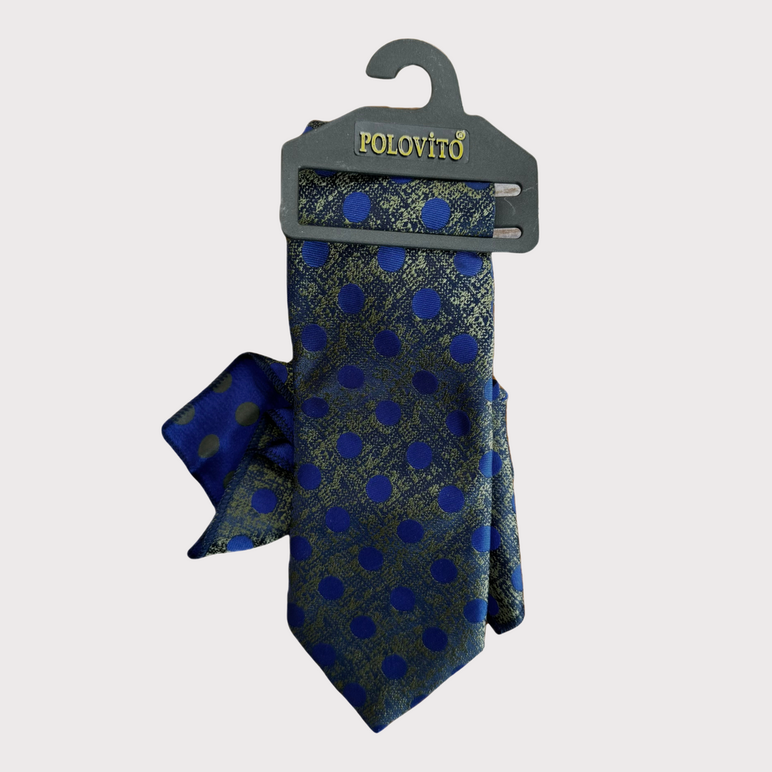 Cravate Pochette CVP127 - Bleu Motif