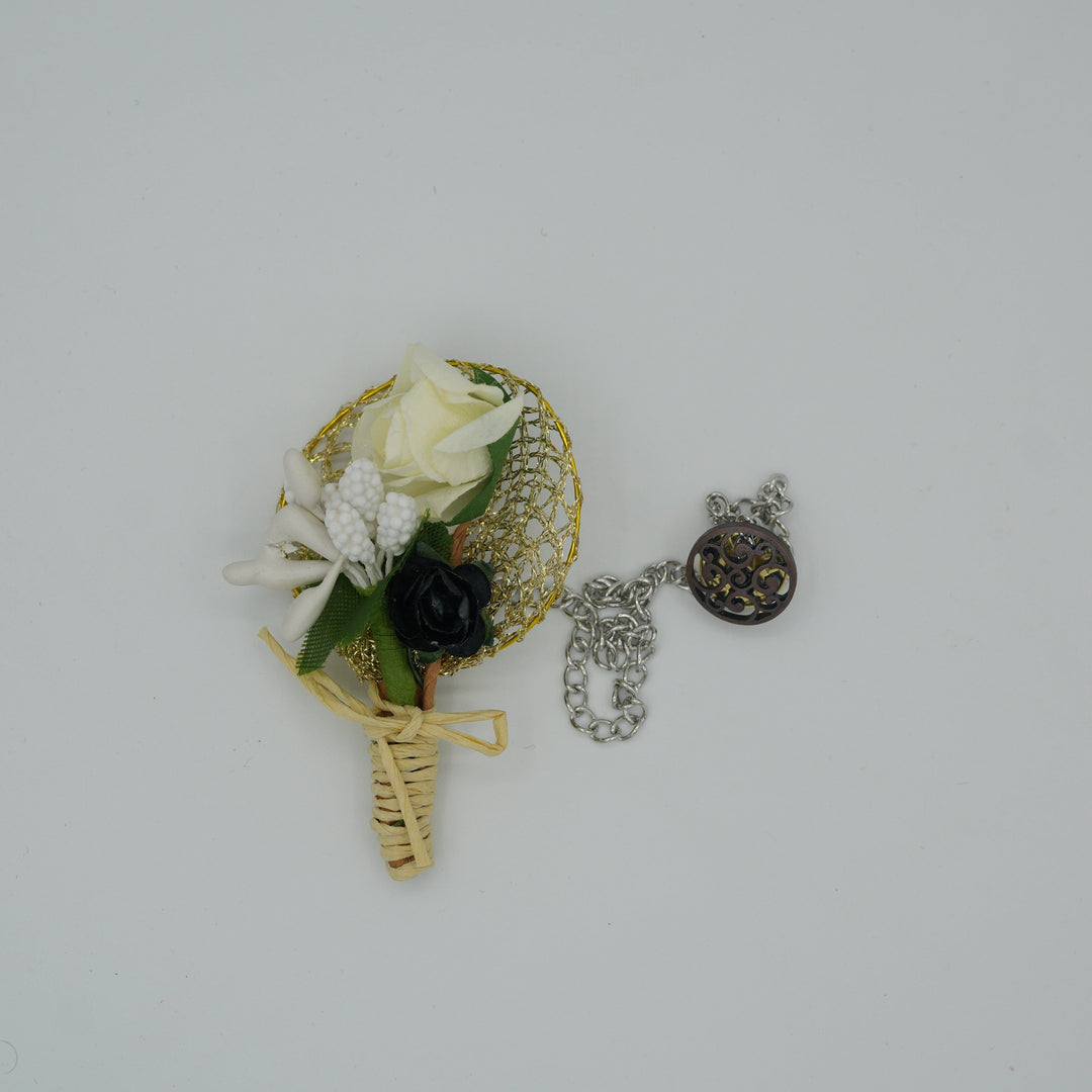 Broche à fleur et chaine - Pins pour costume homme - Boutoniere - accessoires costume BROCHE MOUBARAK SHOP