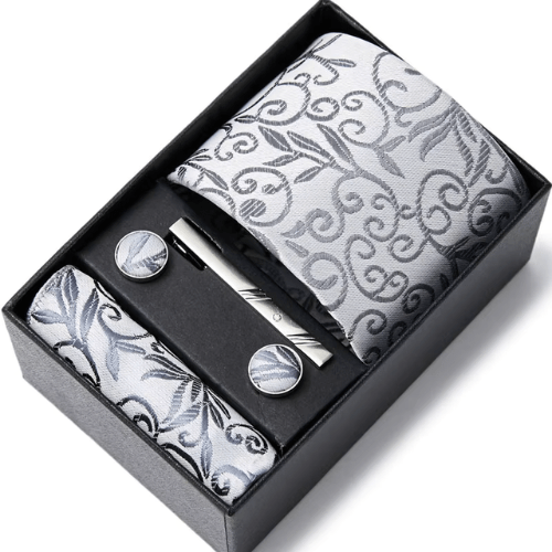 Coffret Cravate Arabesque Argentée CRV52 COFFRET CRAVATE MOUBARAK SHOP