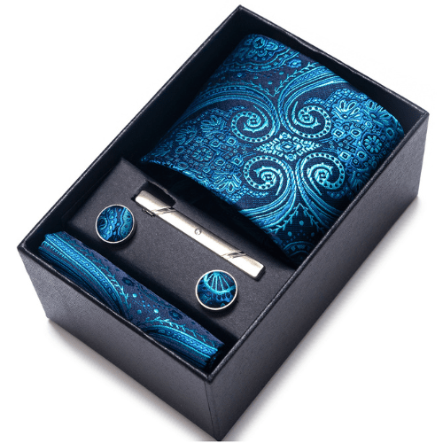 Coffret Cravate Baroque Bleu Turquoise CRV77 COFFRET CRAVATE MOUBARAK SHOP