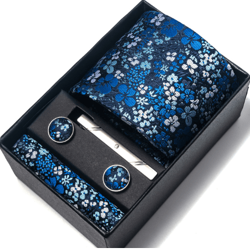 Coffret Cravate Bleu Floral CRV44 COFFRET CRAVATE MOUBARAK SHOP