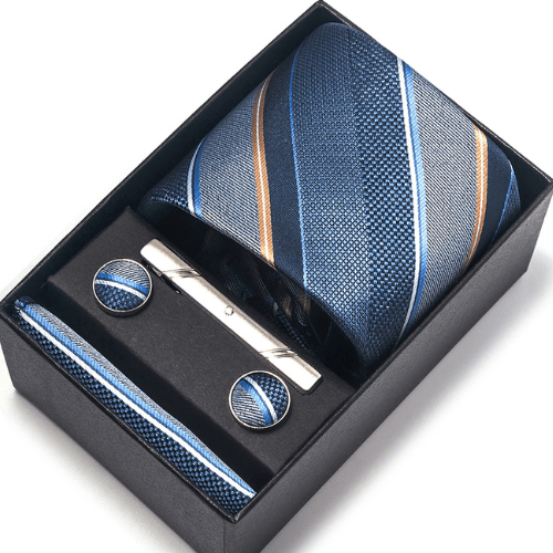 Coffret Cravate Bleu Motif CRV109 COFFRET CRAVATE MOUBARAK SHOP