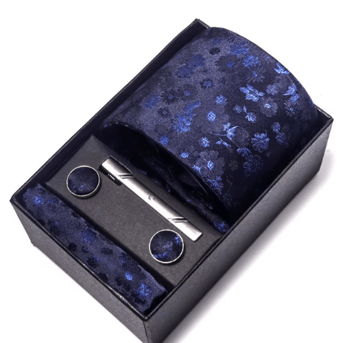 Coffret Cravate Floral Bleu Nuit CRV78 COFFRET CRAVATE MOUBARAK SHOP