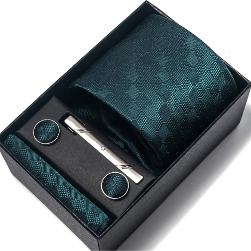 Coffret Cravate Motif Écailles Vert Émeraude CRV89 COFFRET CRAVATE MOUBARAK SHOP