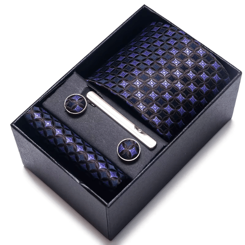 Coffret Cravate Motif Losanges Bleu Nuit CRV101 COFFRET CRAVATE MOUBARAK SHOP