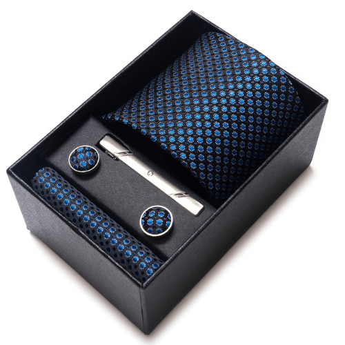 Coffret Cravate Motifs Bleu Saphir CRV81