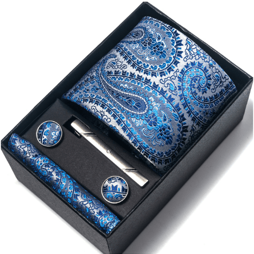 Coffret Cravate Paisley Bleu Cobalt CRV67 COFFRET CRAVATE MOUBARAK SHOP