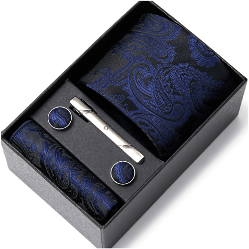Coffret Cravate Paisley Bleu Nuit CRV56