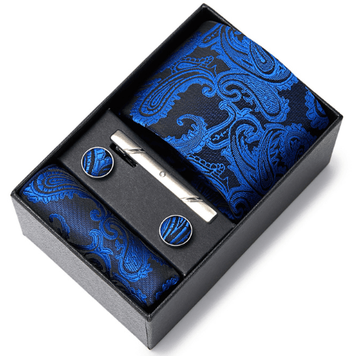 Coffret Cravate Paisley Bleu Royal CRV57 COFFRET CRAVATE MOUBARAK SHOP