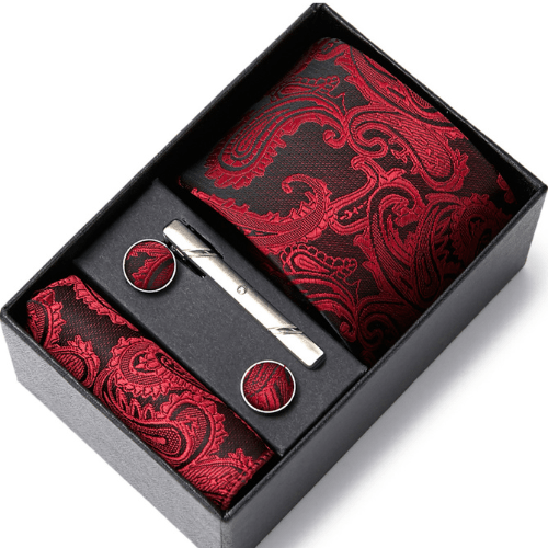 Coffret Cravate Paisley Rouge Écarlate CRV59