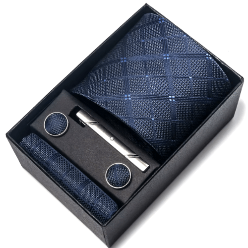 Navy Blue Grid Tie Box CRV74