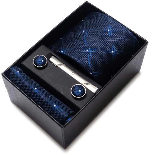 Coffret Cravate Quadrillage Bleu Nuit CRV87 COFFRET CRAVATE MOUBARAK SHOP