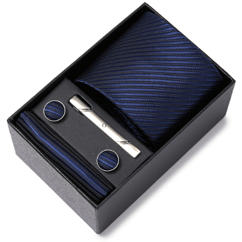 Coffret Cravate Rayures Bleu Nuit CRV85 COFFRET CRAVATE MOUBARAK SHOP