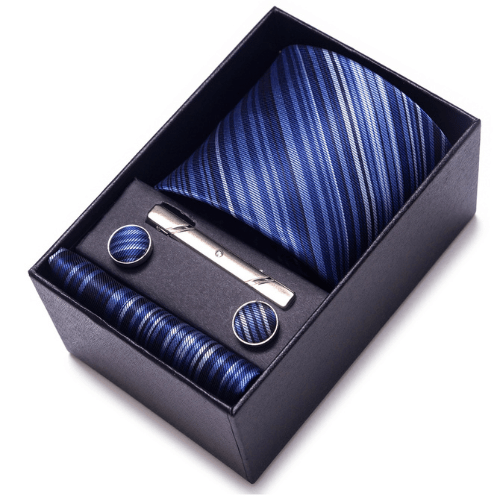 Coffret Cravate Rayures Bleu Royal CRV95 COFFRET CRAVATE MOUBARAK SHOP