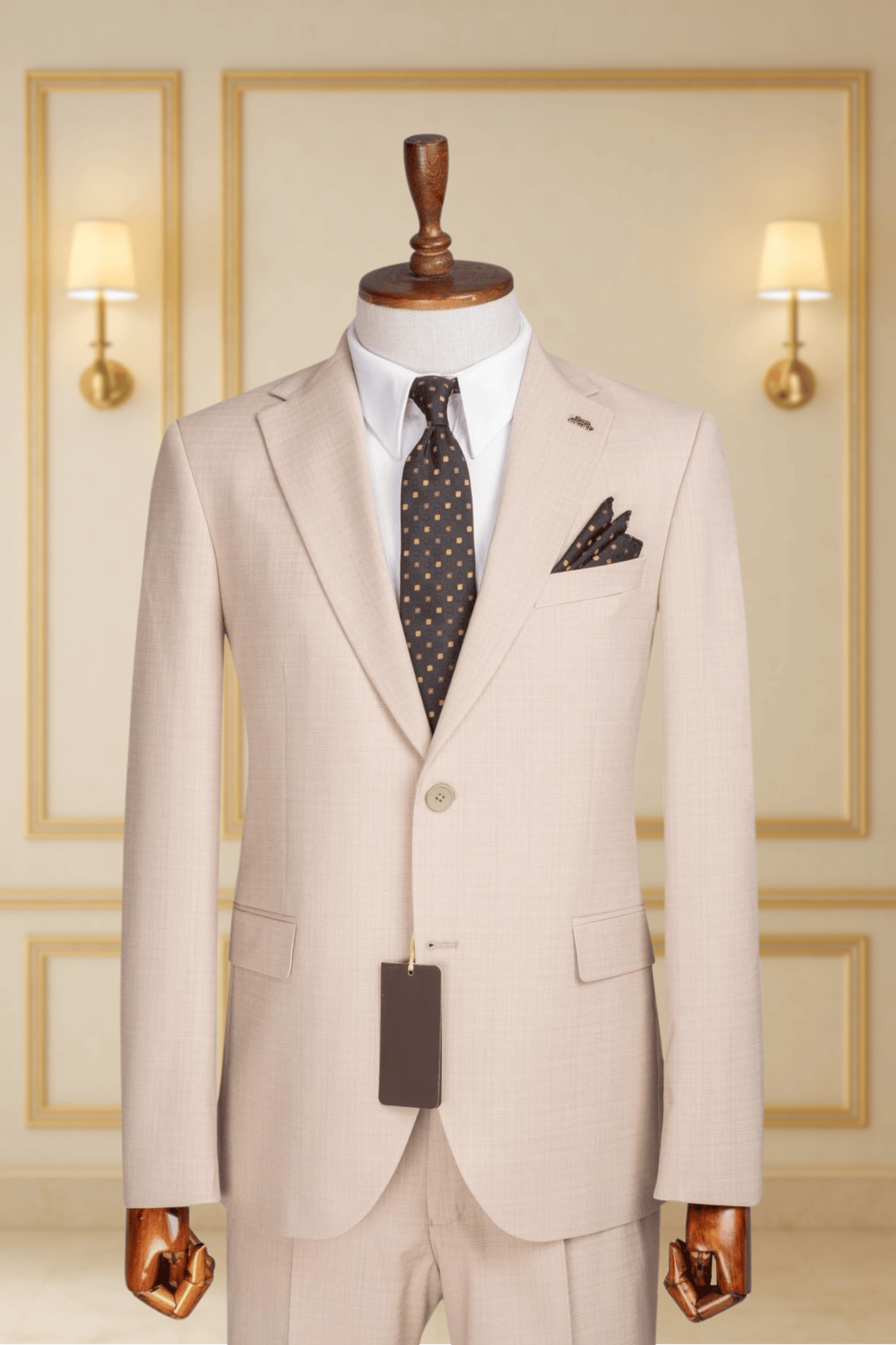 Costume 2 Pieces beige clair uni deux boutons COSTUMES 2 PIECES MOUBARAK SHOP