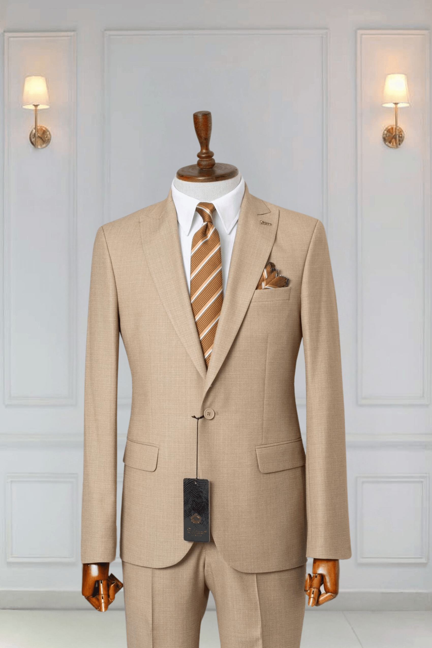 Costume 2 Pieces Beige un bouton