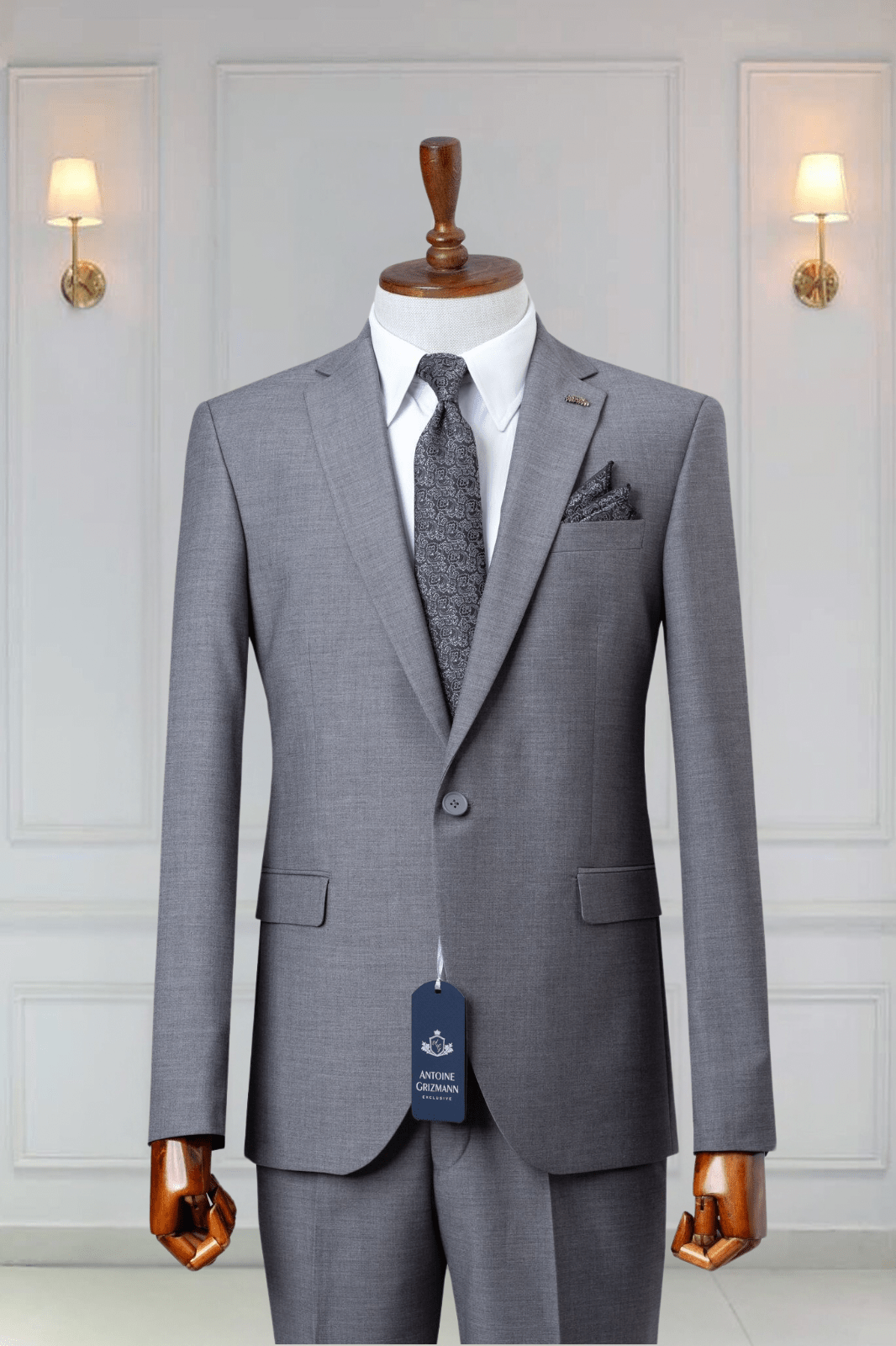 Costume 2 Pieces gris clair un bouton COSTUMES 2 PIECES MOUBARAK SHOP