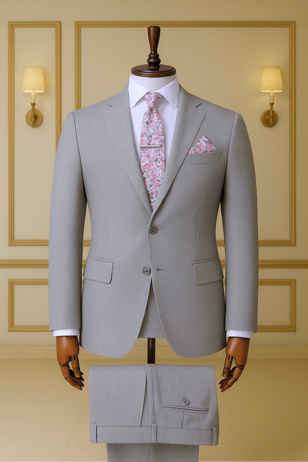 Costume Homme Gris Clair – Mariage &amp; Cérémonie COSTUMES 2 PIECES V.I.P MOUBARAK SHOP