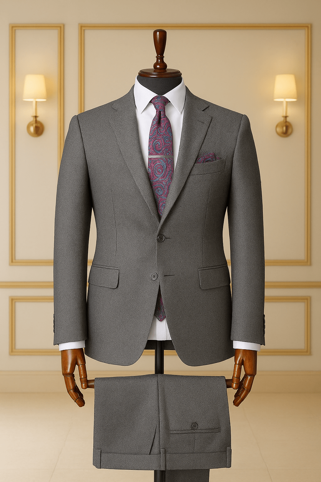 Costume Homme Gris Texturé – Classe &amp; Modernité COSTUMES 2 PIECES V.I.P MOUBARAK SHOP