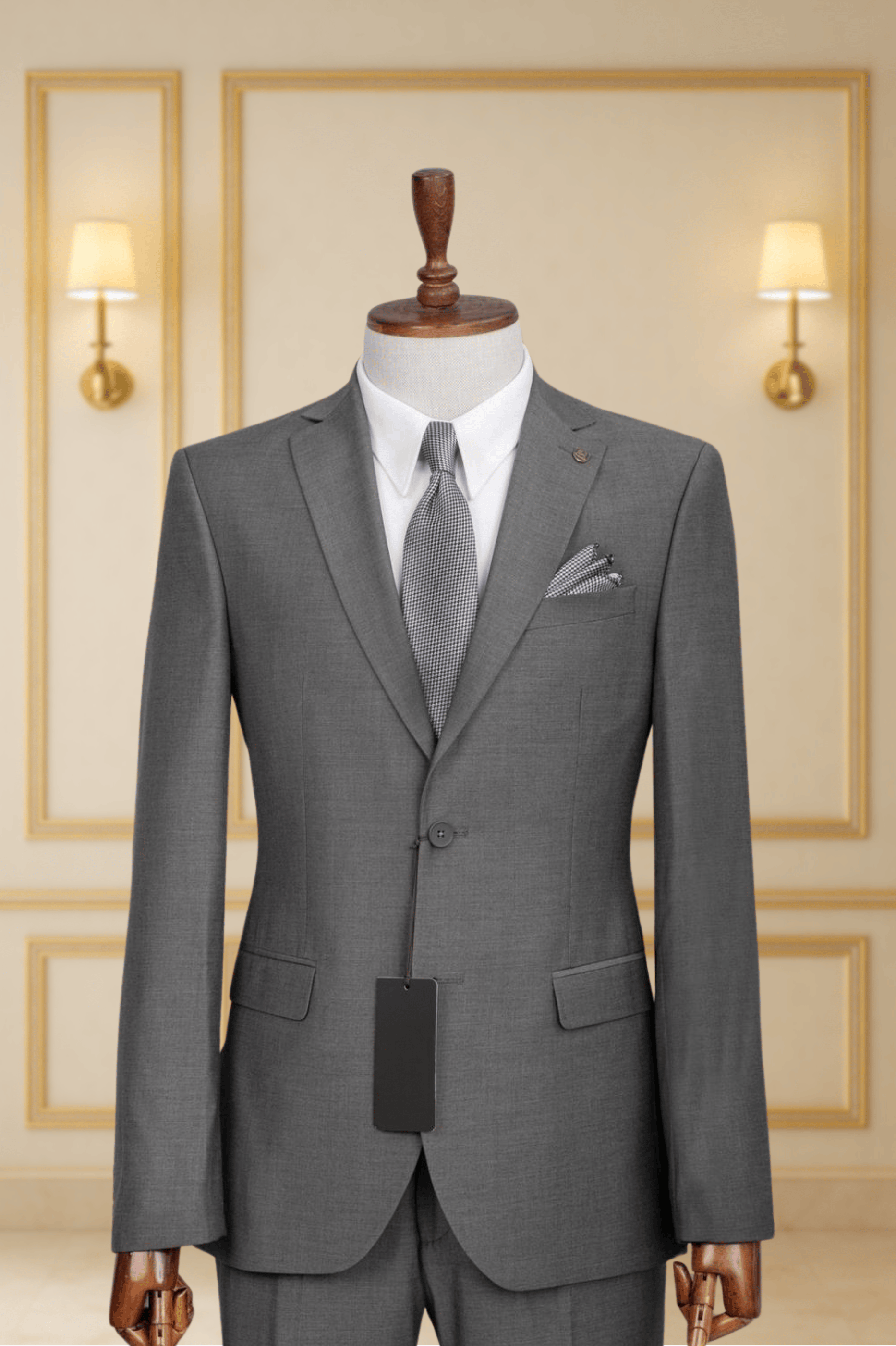 Costume 2 Pieces gris uni deux boutons 2 COSTUMES 2 PIECES MOUBARAK SHOP