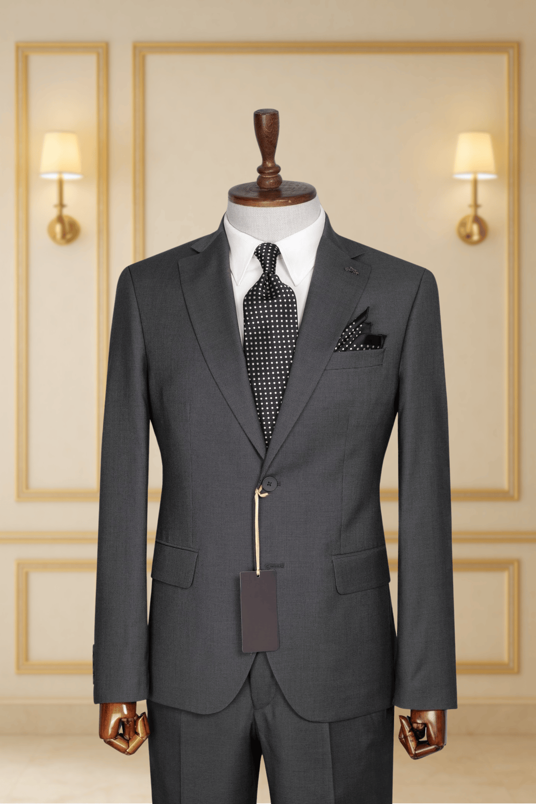 Costume 2 Pieces gris uni deux boutons COSTUMES 2 PIECES MOUBARAK SHOP