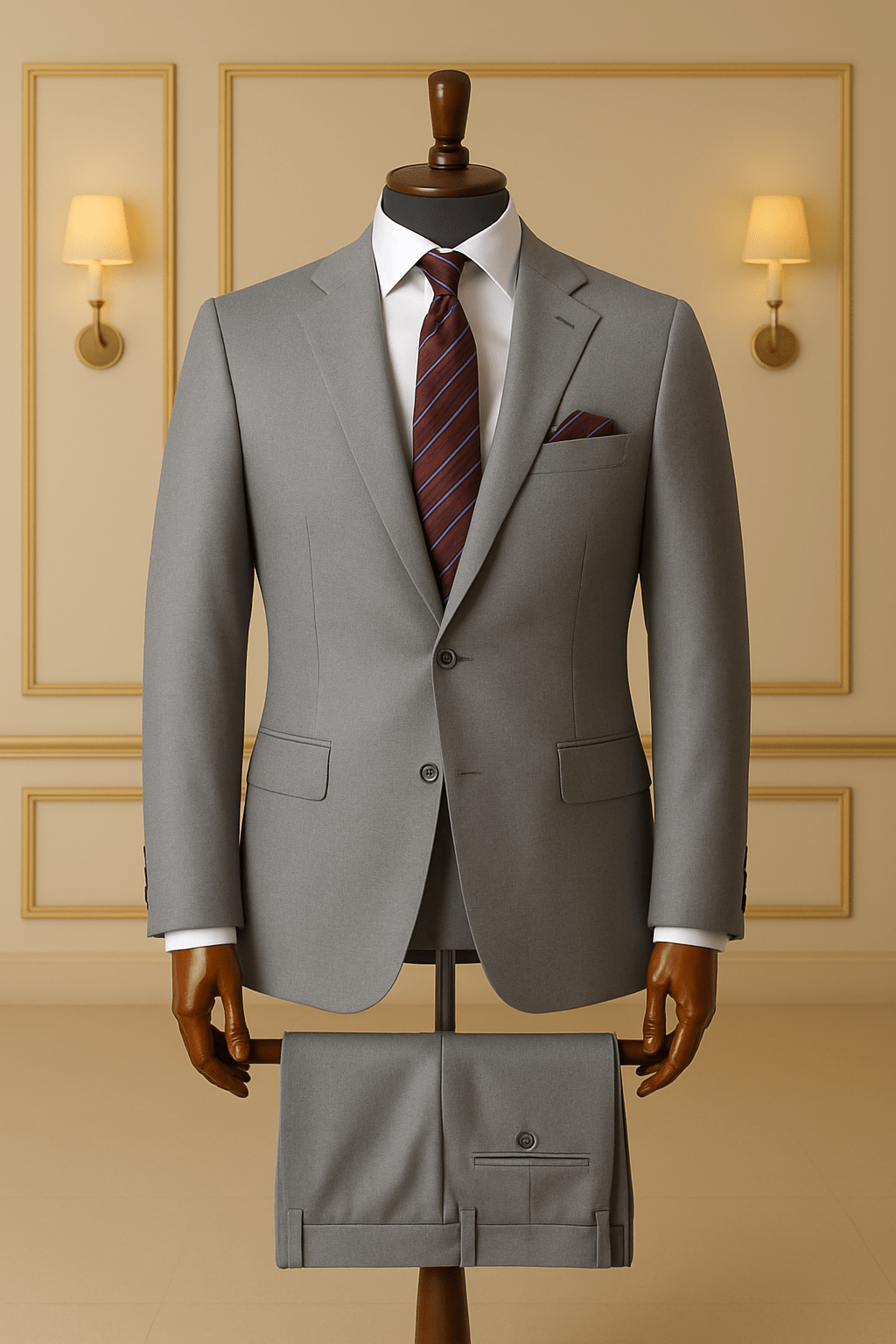 Costume Homme Gris Classique – Style Élégant COSTUMES 2 PIECES V.I.P MOUBARAK SHOP