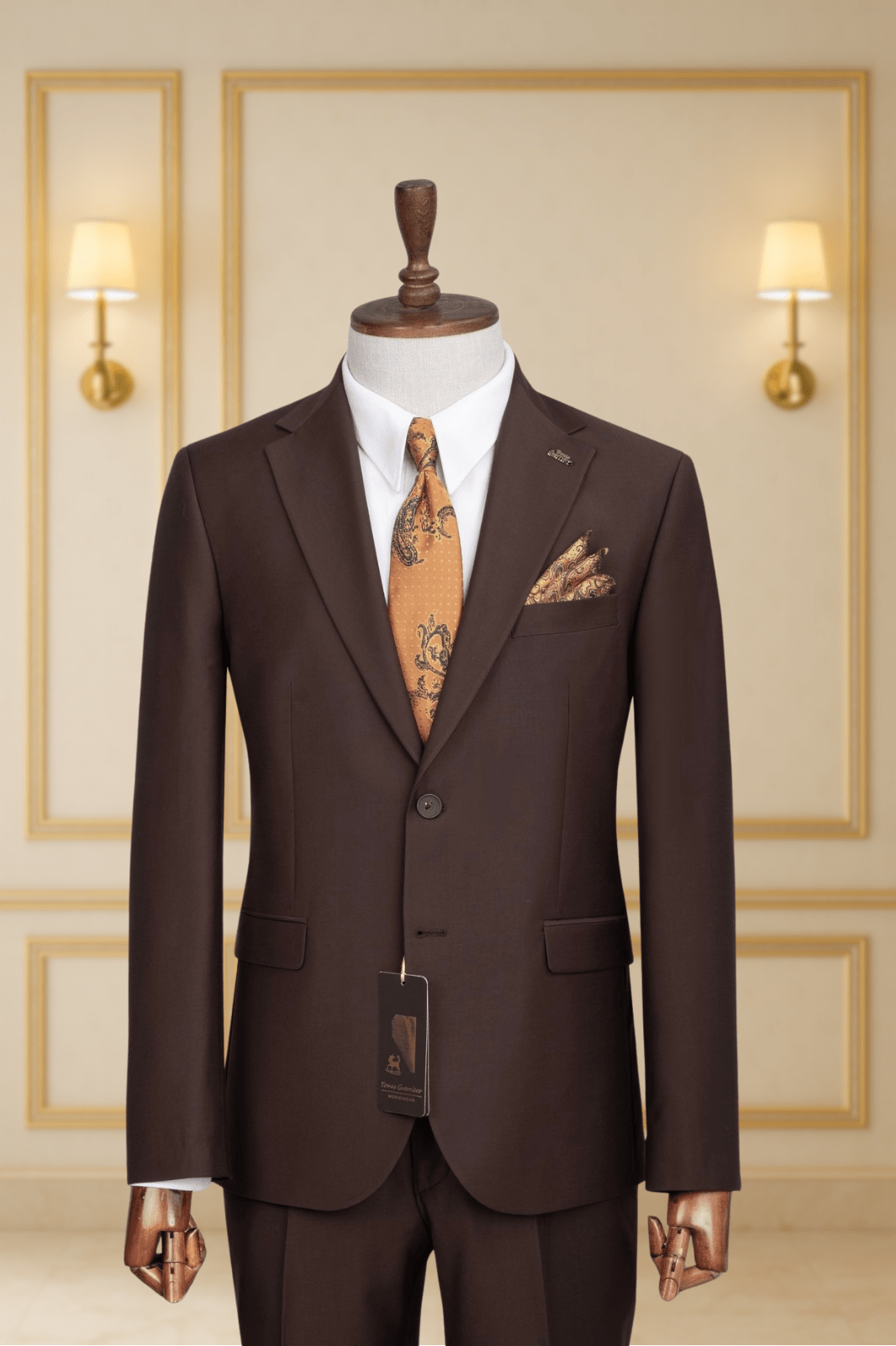 Costume 2 Pieces marron deux boutons 4 COSTUMES 2 PIECES MOUBARAK SHOP
