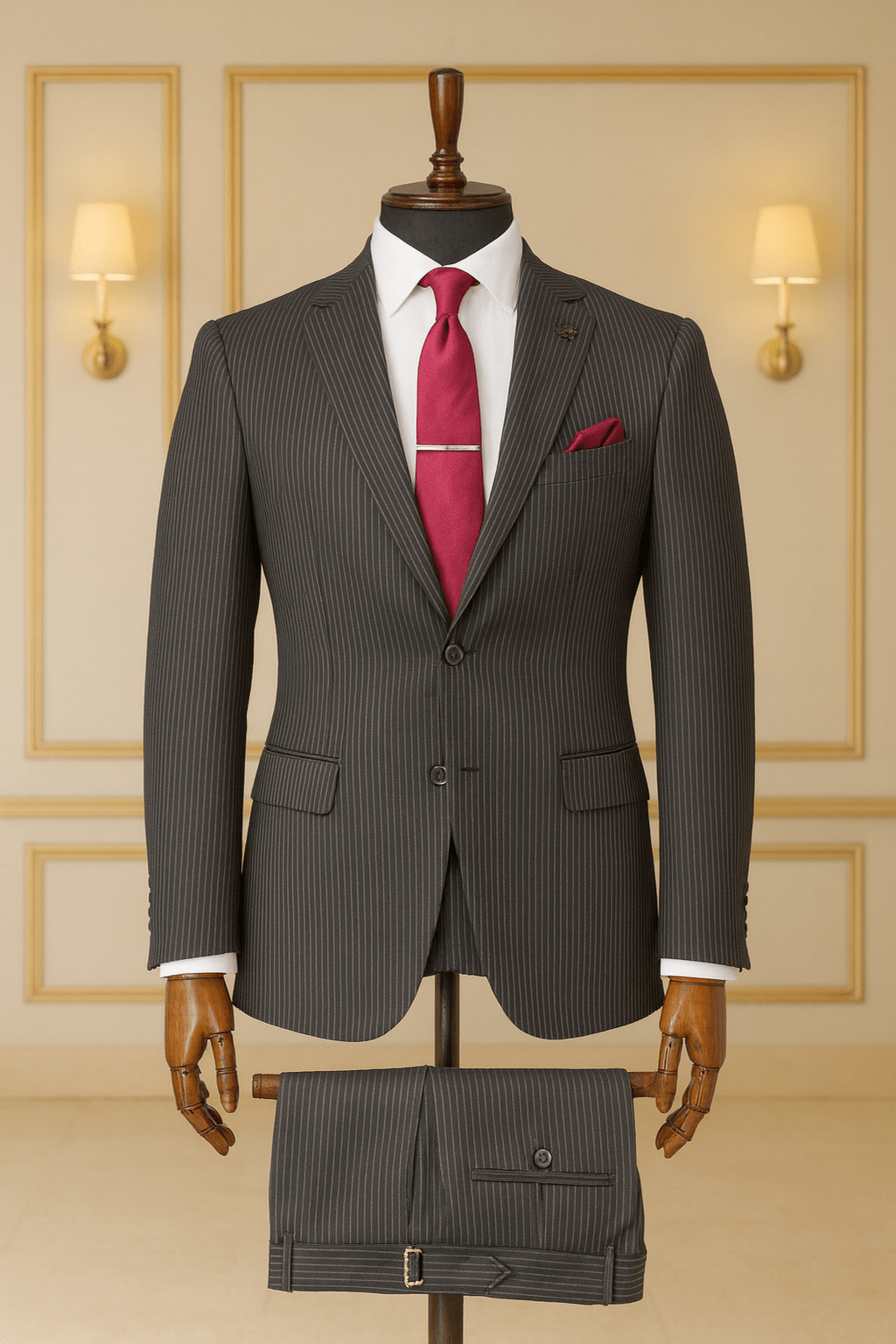Costume Homme Noir Rayé – Classe & Distinction COSTUMES 2 PIECES V.I.P MOUBARAK SHOP