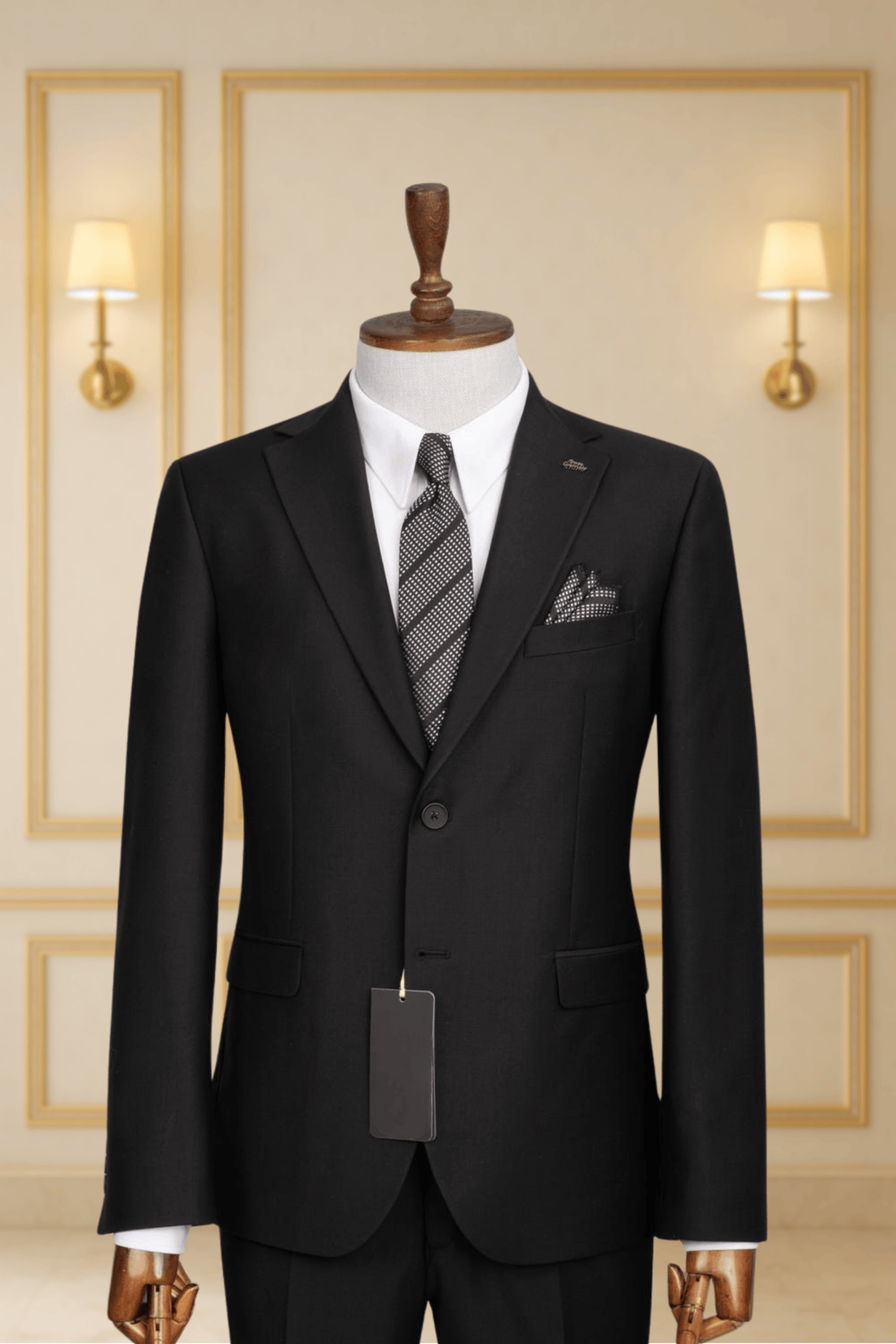 Costume 2 Pieces noir uni deux boutons 2 COSTUMES 2 PIECES MOUBARAK SHOP