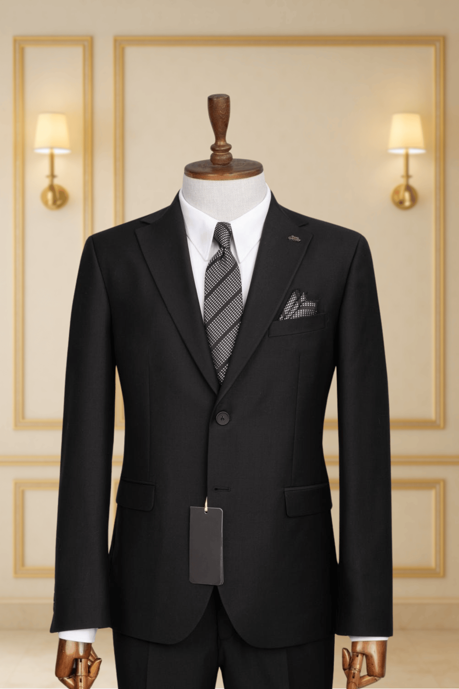 Costume 2 Pieces noir uni deux boutons 2 COSTUMES 2 PIECES MOUBARAK SHOP